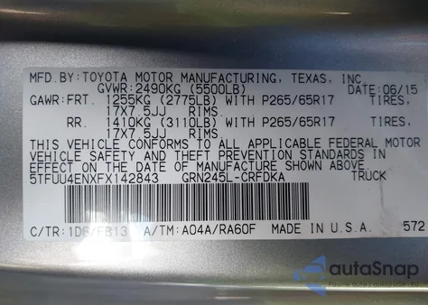 2015 Toyota Tacoma Access Cab/Trd Pro from USA, damaged, VIN 5TFUU4ENXFX142843